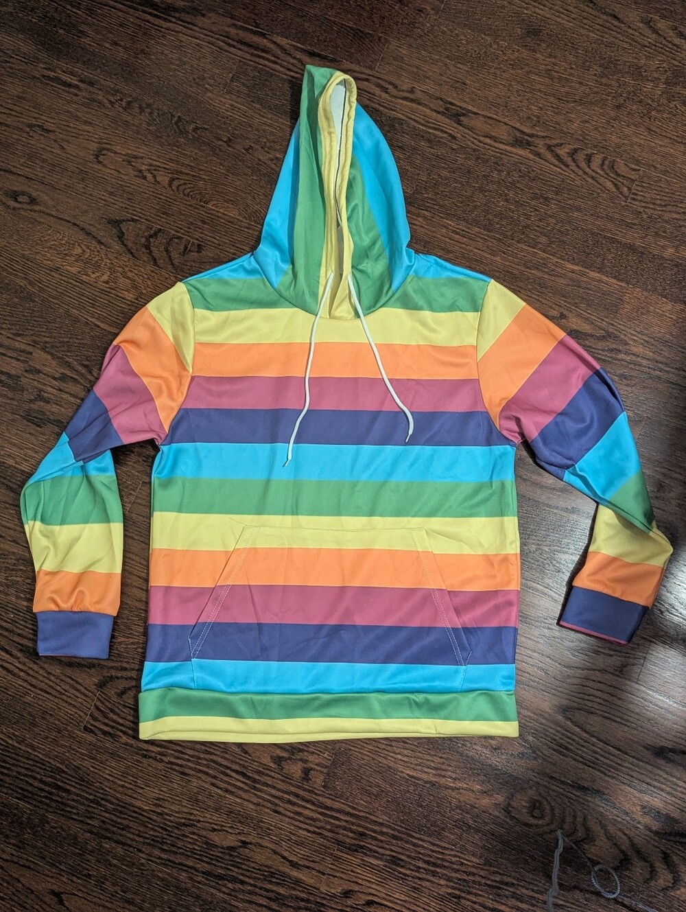NWOT Rainbow Striped Hoodie Pastel Colorful Sweatshirt Unisex Size S Pride